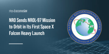 NRO logo. A SpaceX Falcon Heavy rocket has sent into orbit the NROL-97 mission.