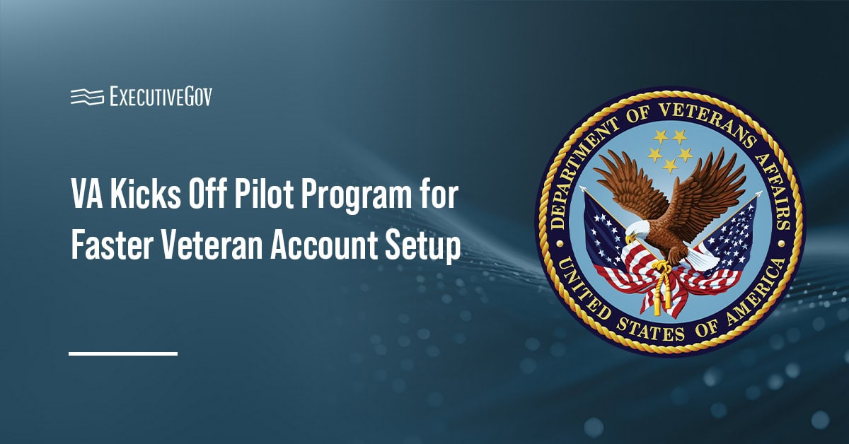 Department of Veterans Affairs logo. VA has launched a pilot program to help veterans set up VA.gov accounts more quickly.